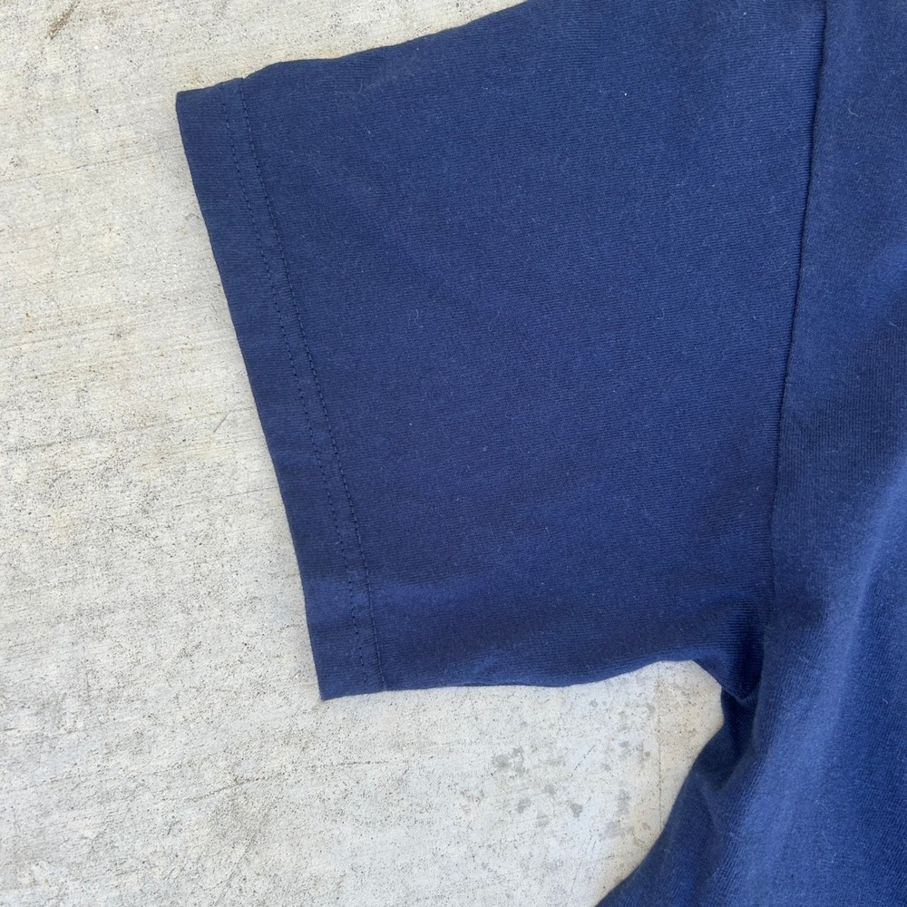 Adidas Vintage 90s T-Shirt Navy Blue Yellow Spellout Embroidered XL Mens - Picture 4 of 6